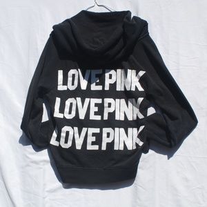VS Pink | Black Terrycloth Hoody Sweatshirt - M